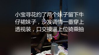 小宝寻花约了两个妹子留下牛仔裙妹子，沙发调情一番穿上透视装，口交摸逼上位骑乘抽插